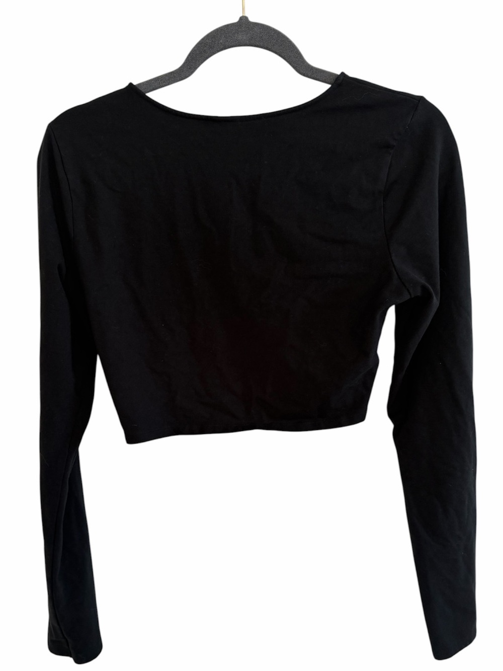 Victoria’s Secret Sport Black Twist Front Wrap Crop Top Long Sleeve - Picture 3 of 4